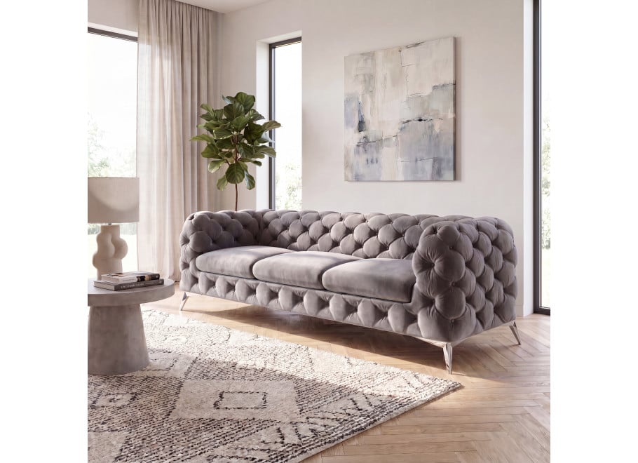 Sofa trzyosobowa pikowana glamour Chesterfield TEO 3 - Riviera 91