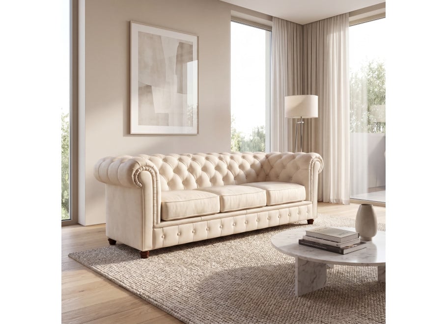 Sofa trzyosobowa z funkcja spania pikowana Chesterfield SOLARIS 3 - Riviera 21