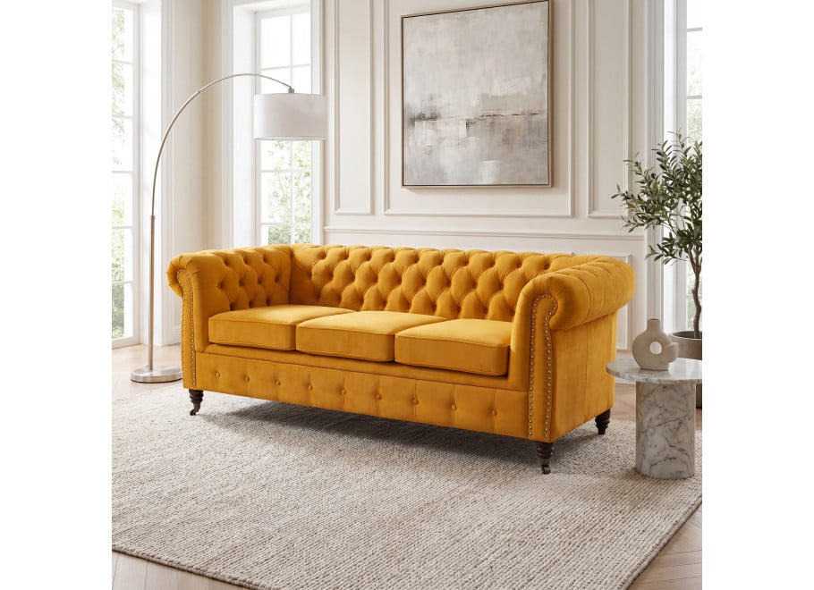 Sofa trzyosobowa pikowana Chesterfield VINCENT - Magic Velvet 2212