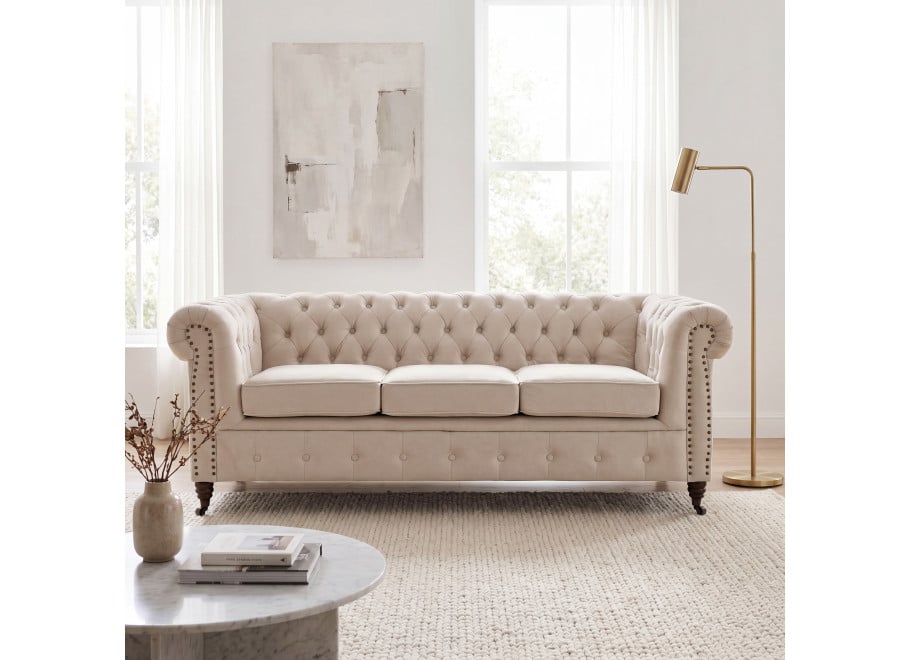 Sofa trzyosobowa z funkcją spania pikowana Chesterfield VINCENT - Amore 31