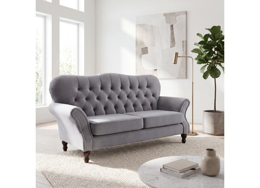 Sofa trzyosobowa pikowana glamour Chesterfield BOGOTA - Monolith 85