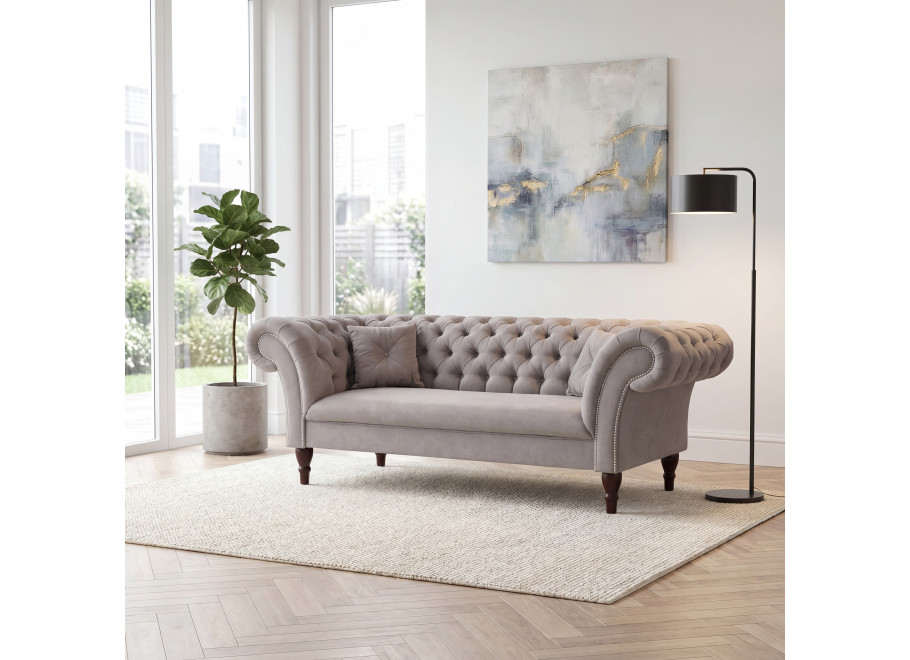 Sofa trzyosobowa pikowana Chesterfield PORTO - Cosmic 160