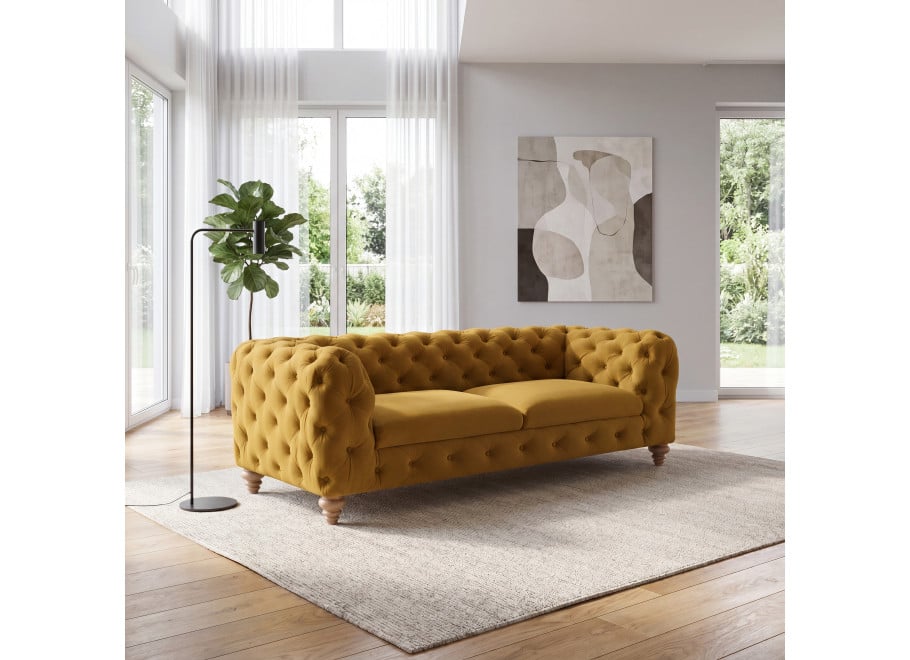 Sofa trzyosobowa pikowana TEO WOOD Chesterfield - Riviera 41