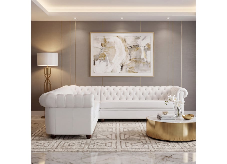 Narożnik siedmioosobowy pikowany Chesterfield SYDNEY 3+E+3 - Solid 89
