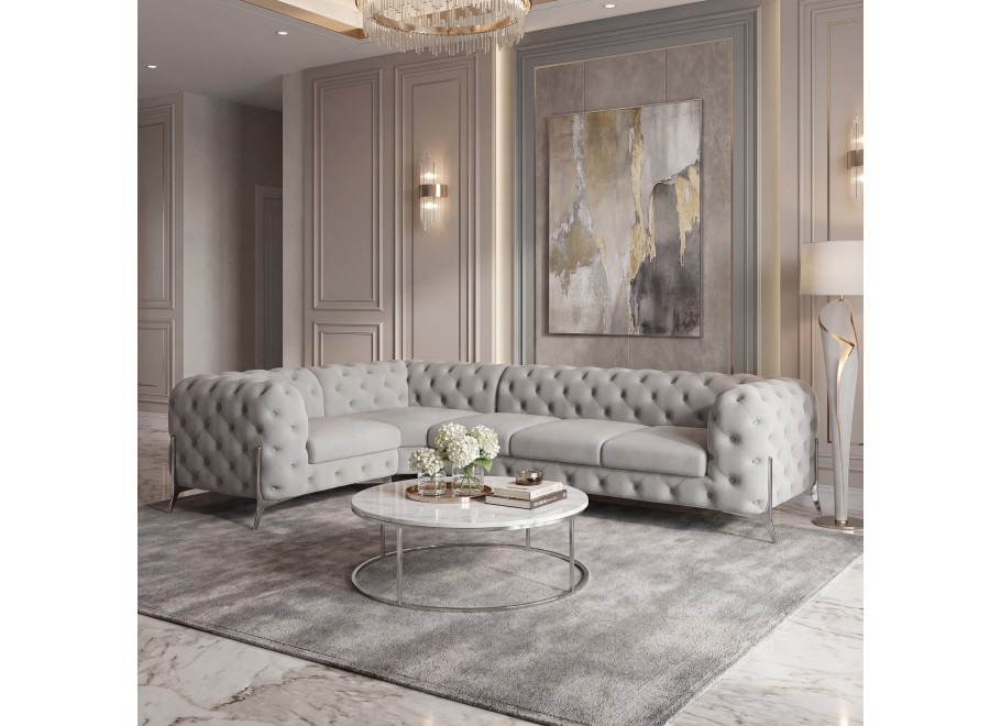 Narożnik pięcioosobowy luksusowy pikowany Chesterfield TEO HIGH 1+E+3 10