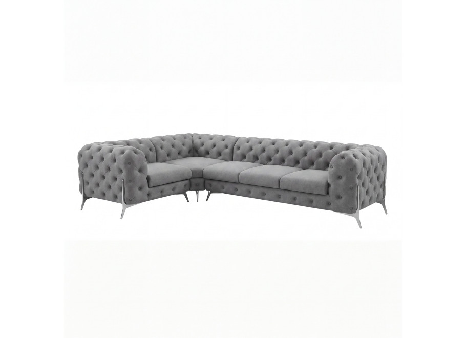 Narożnik pięcioosobowy luksusowy pikowany Chesterfield TEO HIGH 1+E+3 11
