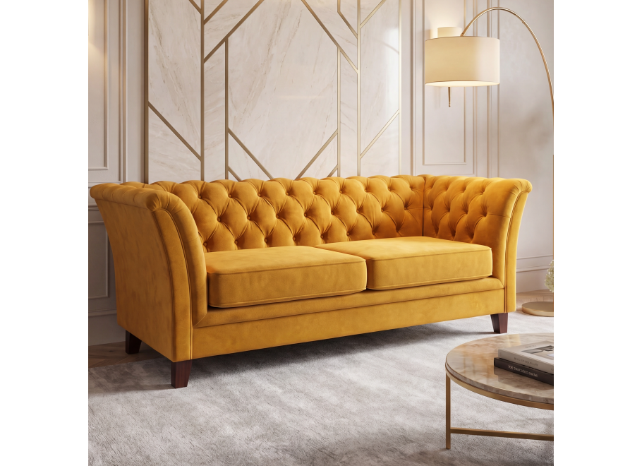 Sofa dwuosobowa z funkcją spania pikowana Chesterfield HASSO - Riviera 41
