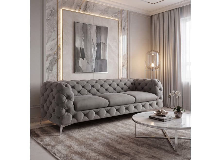 Sofa trzyosobowa pikowana glamour Chesterfield TEO 3 - Riviera 91