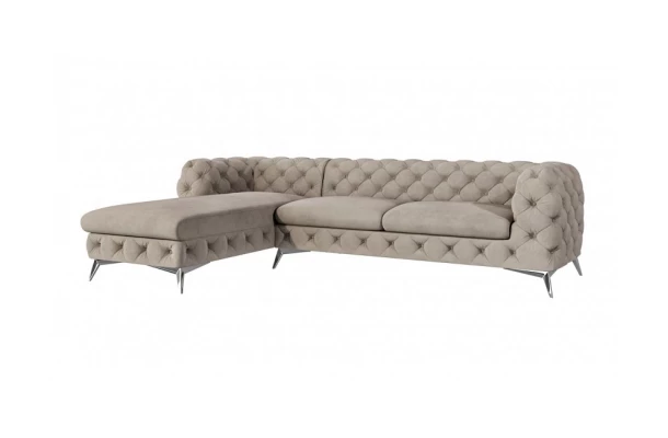 Narożnik czteroosobowy pikowany Chesterfield TEO OT+2 - otwarty