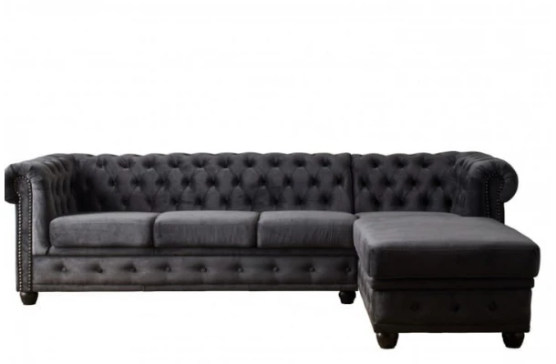 Narożnik pięcioosobowy pikowany Chesterfield FELIX 3+OT - luksusowe