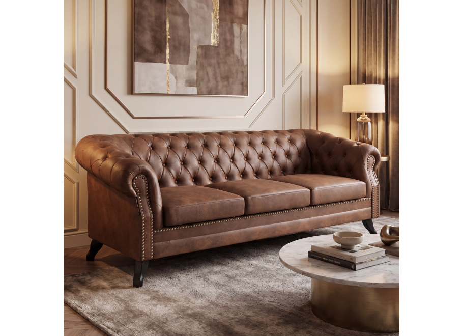 Sofa trzyosobowa pikowana Chesterfield GOWEL - Tobago 12