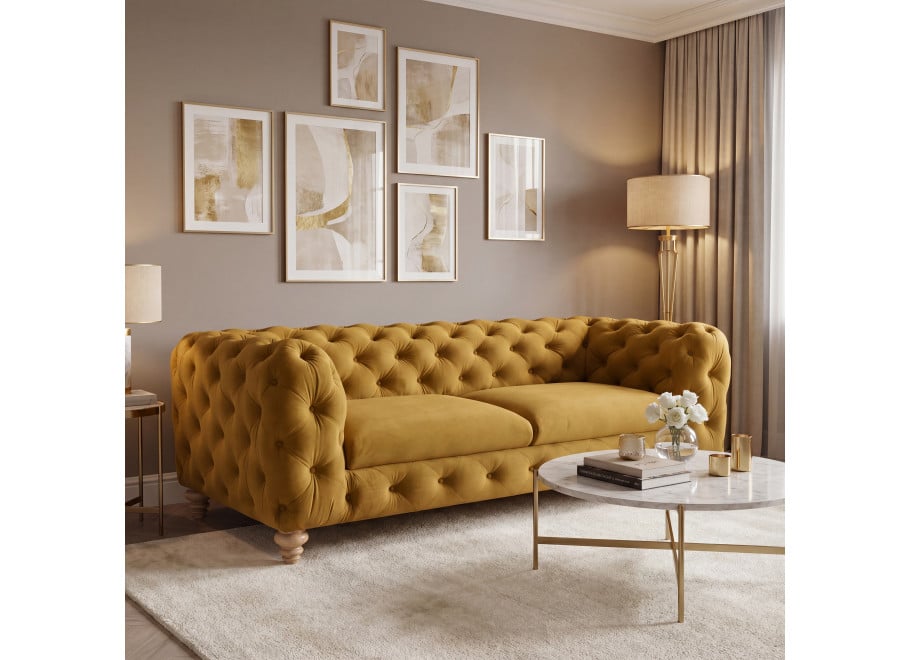 Sofa trzyosobowa pikowana TEO WOOD Chesterfield - Riviera 41