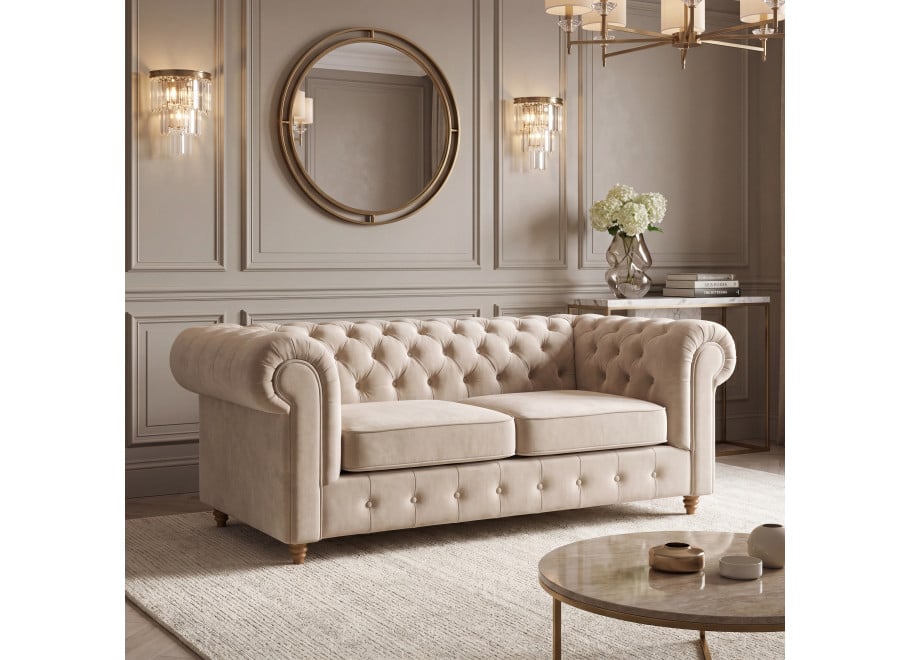 Sofa dwuosobowa pikowana Chesterfield z funkcją spania Fins - Vogue 01