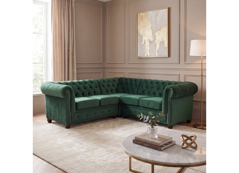 Narożnik pięcioosobowy pikowany Chesterfield FELIX 2+E+2 - Riviera 38