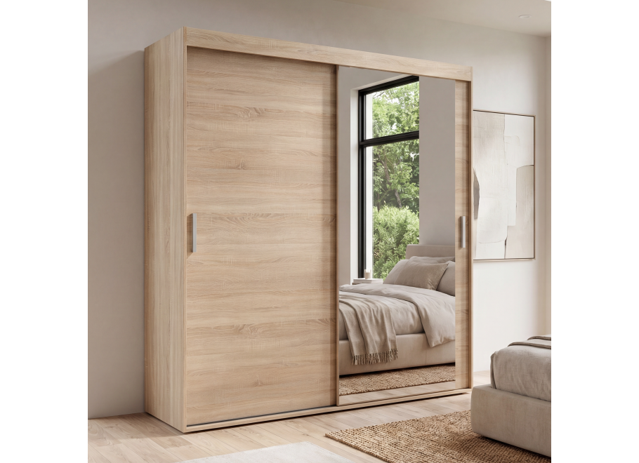 Szafa przesuwna dwudrzwiowa lustrem HAMAL - 135x220x54