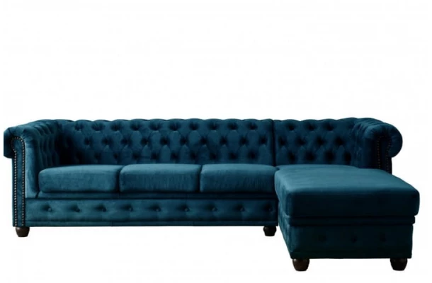 Narożnik pięcioosobowy pikowany Chesterfield FELIX 3+OT - przestronne