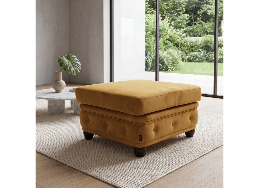 Puf pikowany Chesterfield podnóżek do salonu Felix 75x70 tk. Magic Velvet 2215