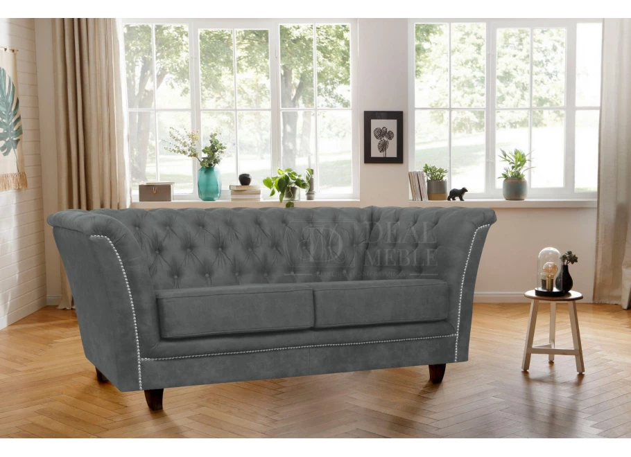 Sofa dwuosobowa z funkcją spania pikowana Chesterfield HASSO