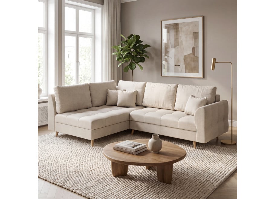 Narożnik czteroosobowy nowoczesny Laril L - Cashmere 01