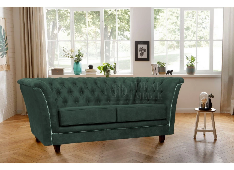 Sofa dwuosobowa z funkcją spania pikowana Chesterfield HASSO