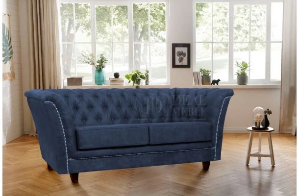 Sofa dwuosobowa z funkcją spania pikowana Chesterfield HASSO - designerskie