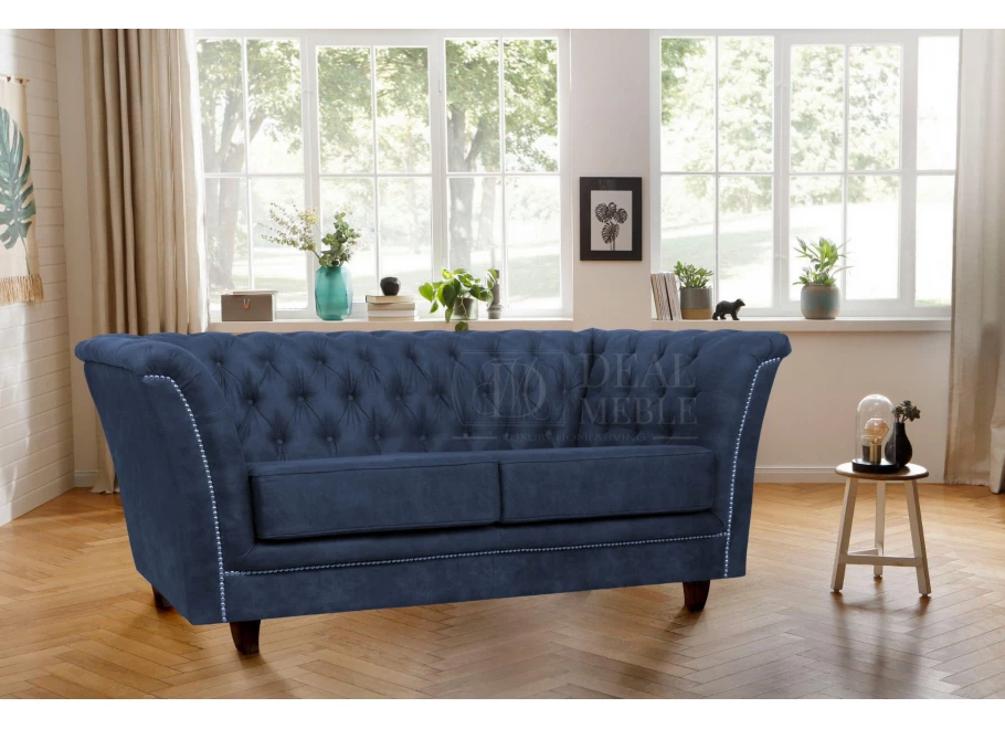 Sofa dwuosobowa z funkcją spania pikowana Chesterfield HASSO