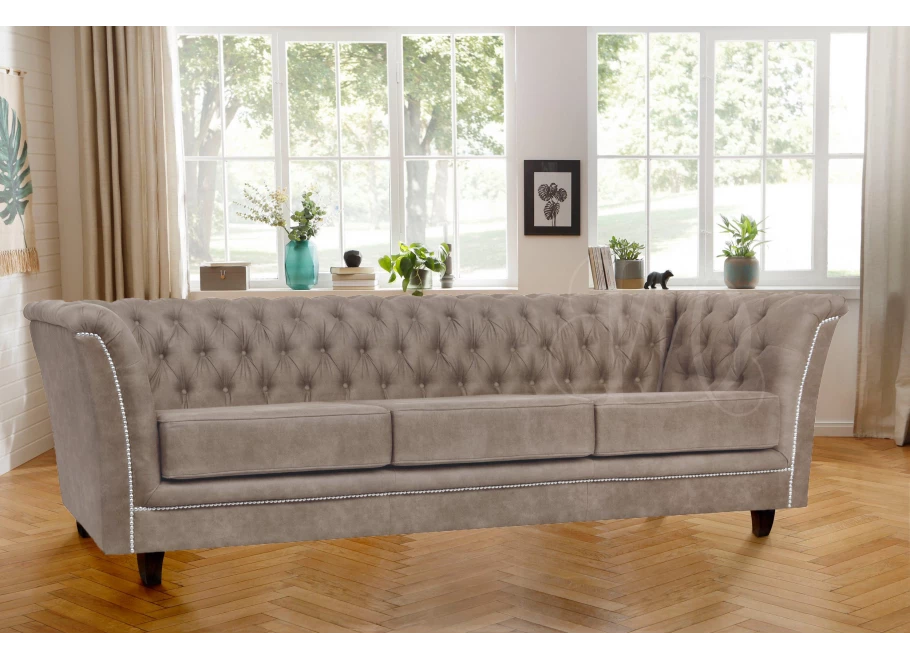 Sofa trzyosobowa pikowana Chesterfield HASSO