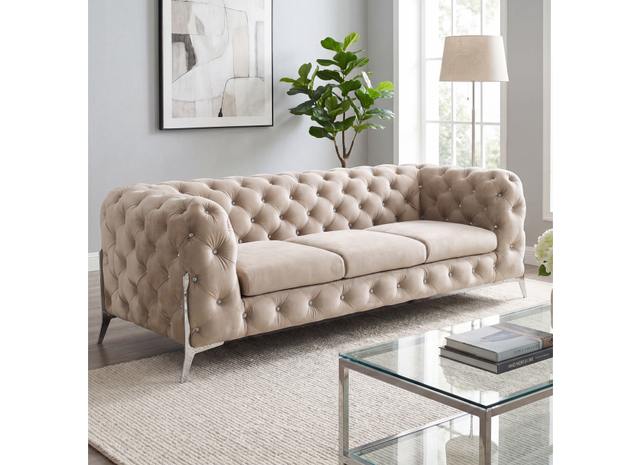 Sofa trzyosobowa pikowana glamour Chesterfield TEO HIGH BLINK 3
