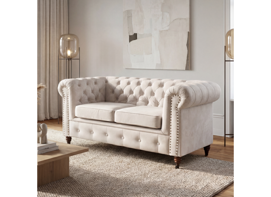 Sofa dwuosobowa z funkcją spania pikowana glamour Chesterfield VINCENT - Amore 31