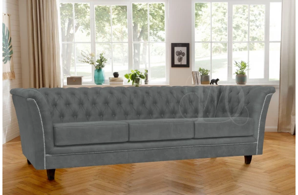 Sofa trzyosobowa pikowana Chesterfield HASSO - wygodne