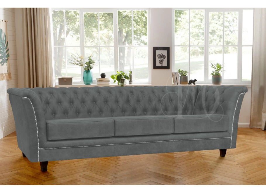 Sofa trzyosobowa pikowana Chesterfield HASSO