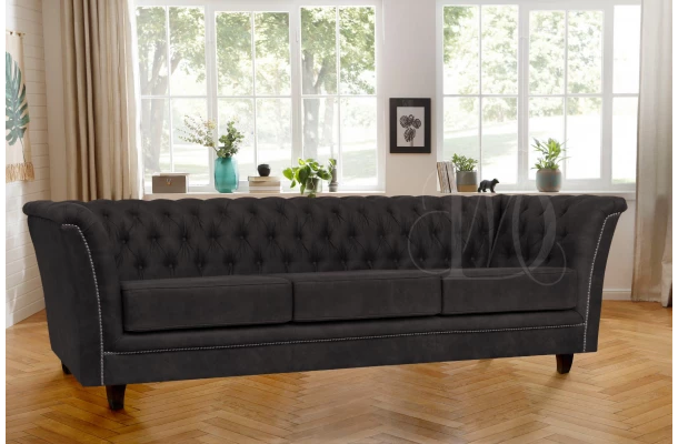 Sofa trzyosobowa pikowana Chesterfield HASSO - komfortowe