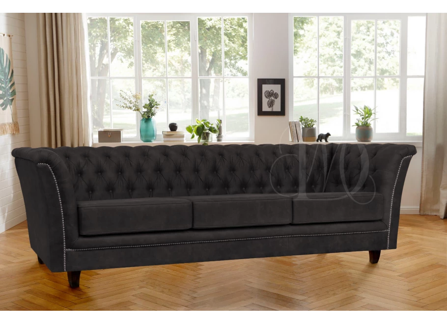Sofa trzyosobowa pikowana Chesterfield HASSO