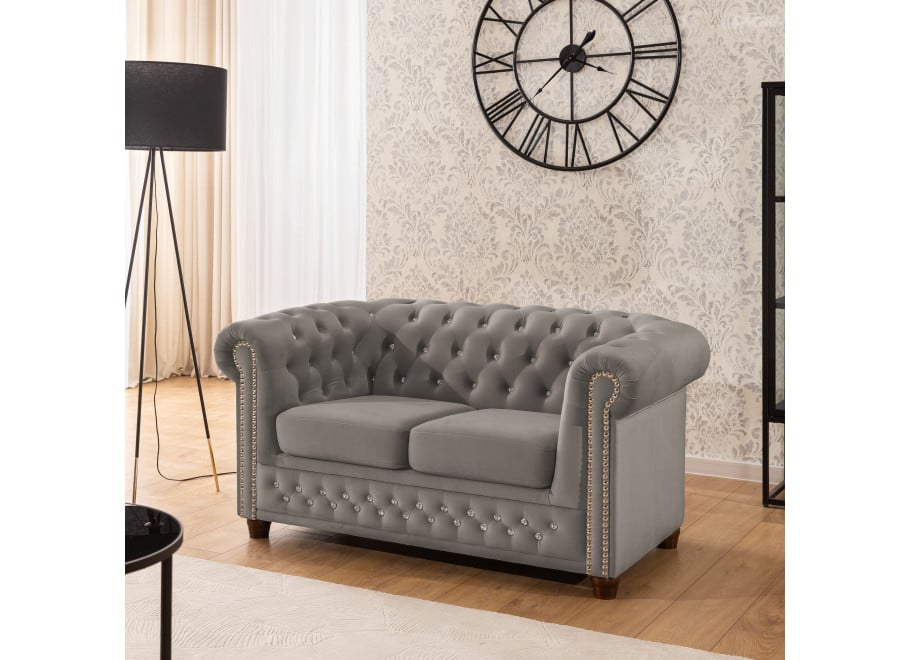 Sofa dwuosobowa z funkcją spania pikowana Chesterfield FELIX BLINK 2 - Riviera 91