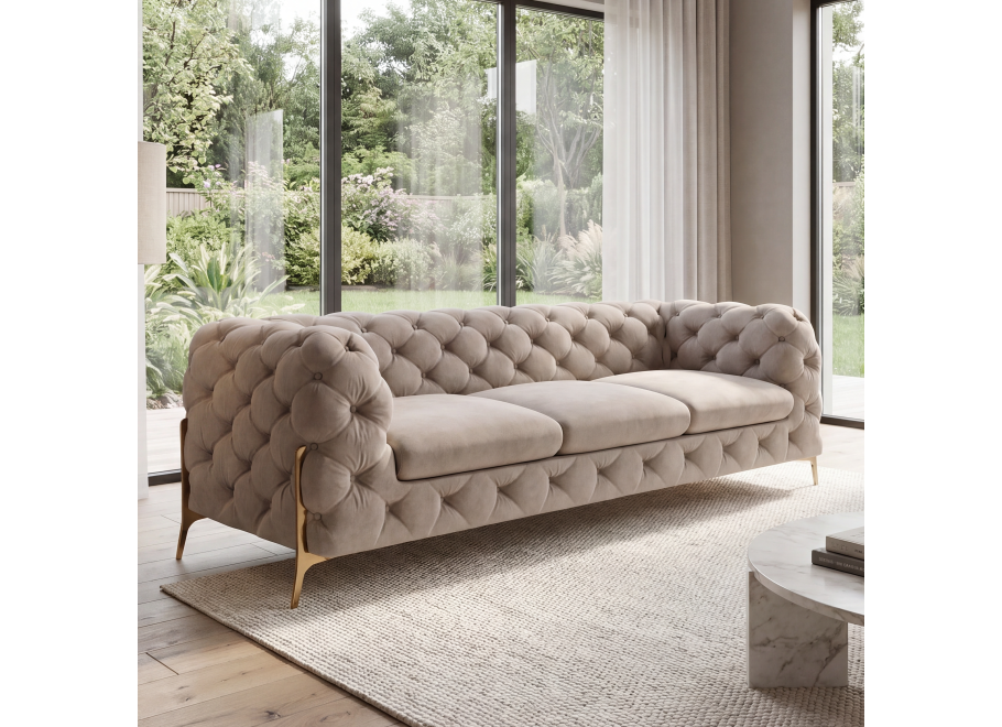 Sofa trzyosobowa pikowana glamour Chesterfield TEO HIGH 3 - Riviera 16