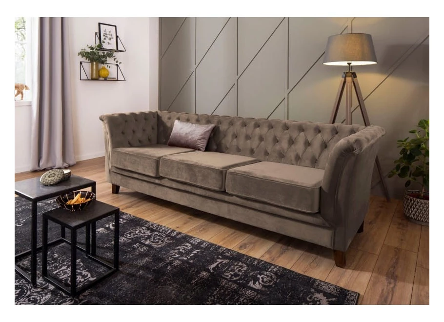 Sofa trzyosobowa z funkcją spania pikowana Chesterfield HASSO