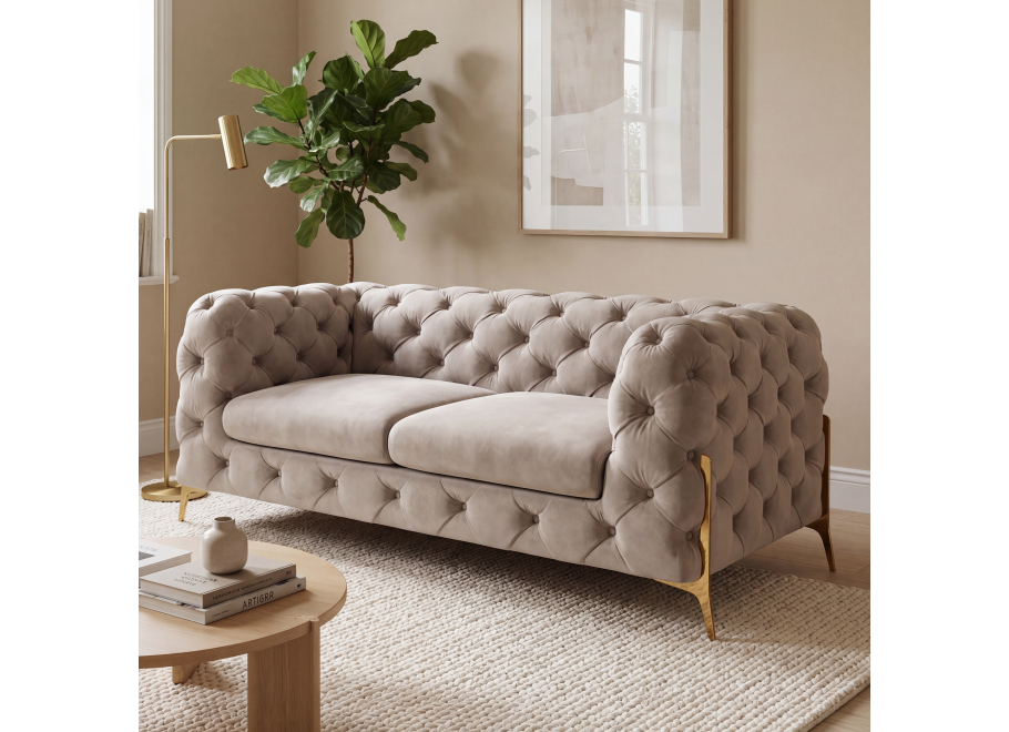 Sofa dwuosobowa pikowana glamour Chesterfield TEO HIGH 2 - Riviera 16