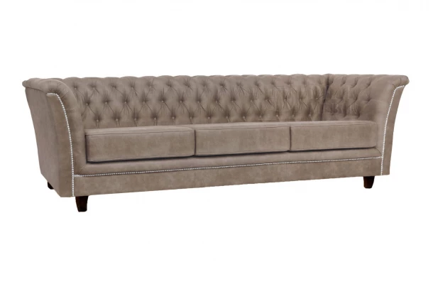 Sofa trzyosobowa z funkcją spania pikowana Chesterfield HASSO - wygodne