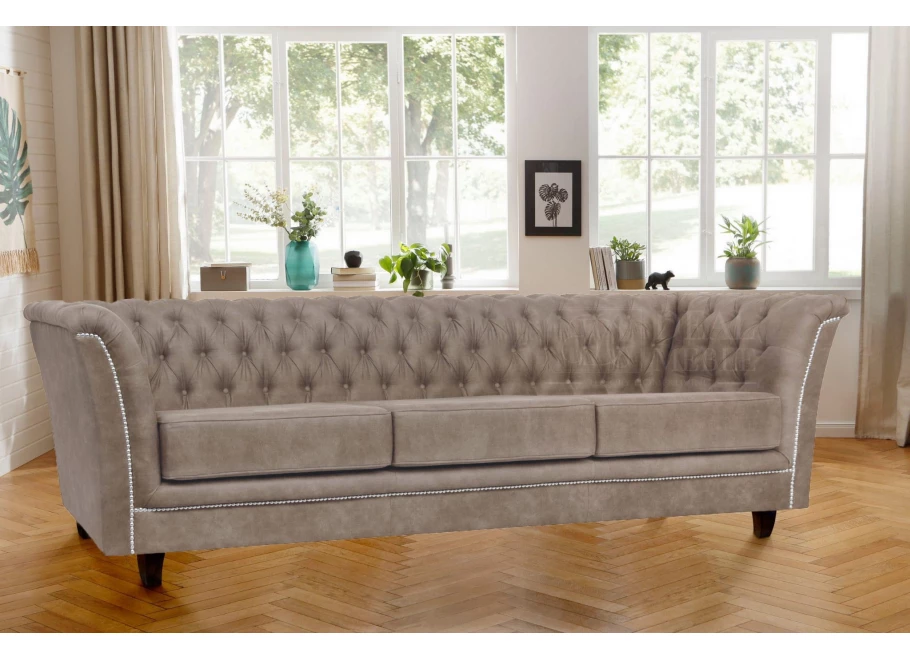 Sofa trzyosobowa z funkcją spania pikowana Chesterfield HASSO