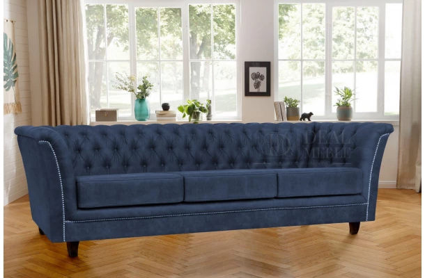 Sofa trzyosobowa z funkcją spania pikowana Chesterfield HASSO - praktyczne