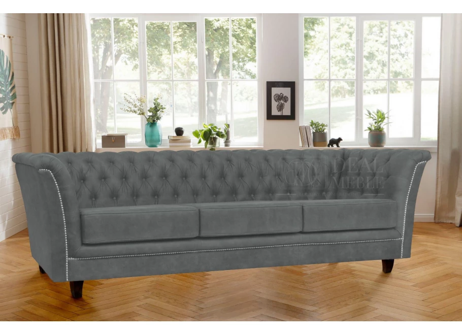 Sofa trzyosobowa z funkcją spania pikowana Chesterfield HASSO