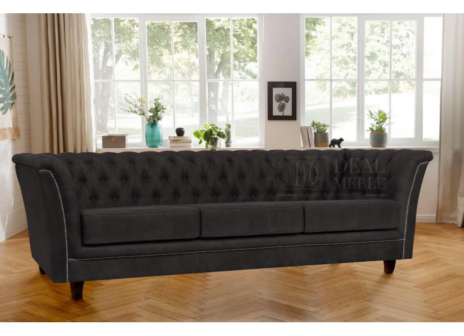 Sofa trzyosobowa z funkcją spania pikowana Chesterfield HASSO
