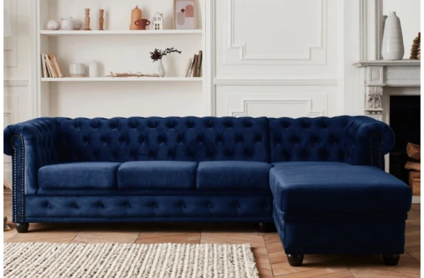 Narożnik pięcioosobowy pikowany Chesterfield FELIX 3+OT - wypoczynkowe
