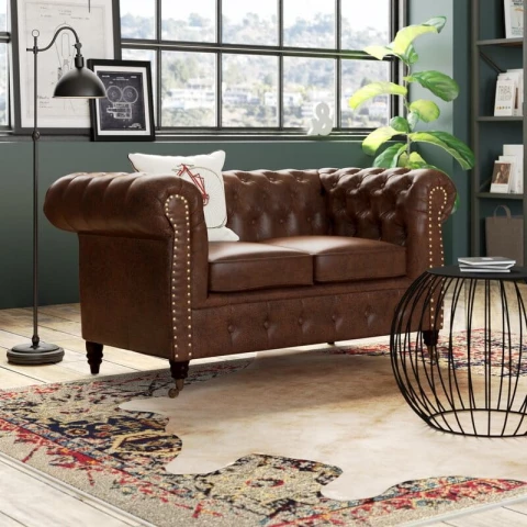 Sofa dwuosobowa pikowana Chesterfield VINCENT