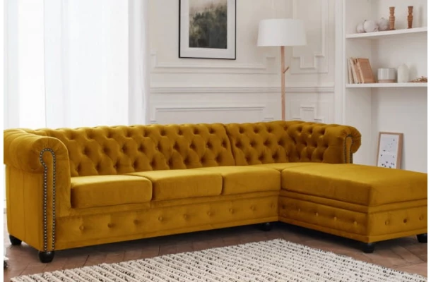 Narożnik pięcioosobowy pikowany Chesterfield FELIX 3+OT - stylowe