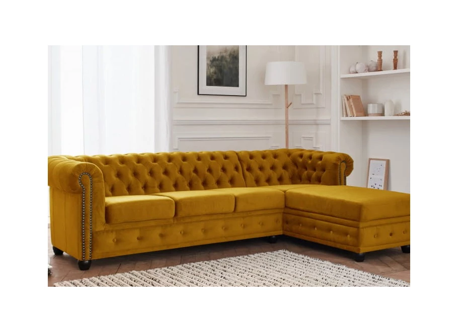 Narożnik pięcioosobowy pikowany Chesterfield FELIX 3+OT