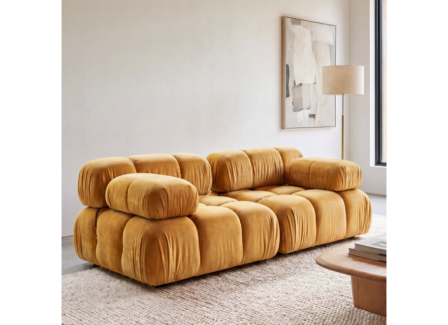 Sofa modułowa Manzoni 1 w żółtej tk. welurowej Magic Velvet 2290 - Magic Velvet 2290