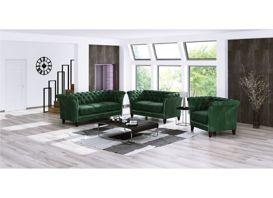 Zestaw mebli pikowanych glamour 3+2+1 HASSO - Riviera 38