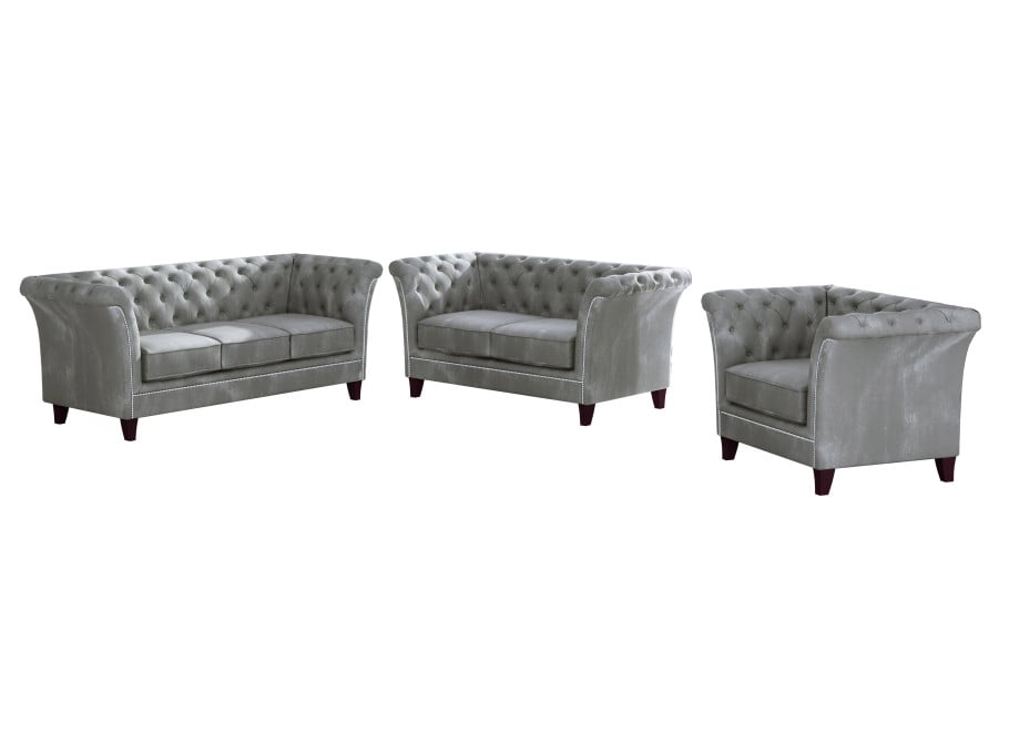 Zestaw mebli pikowanych glamour 3+2+1 HASSO - Riviera 91