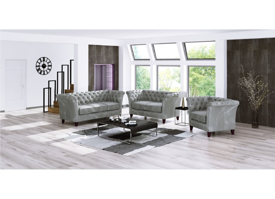Zestaw mebli pikowanych glamour 3+2+1 HASSO - Riviera 91